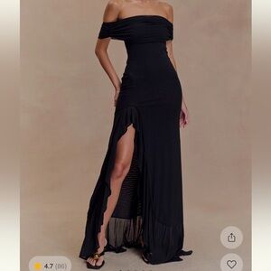 Audrey Mesh Meshki Black Off-Shoulder Maxi Dress